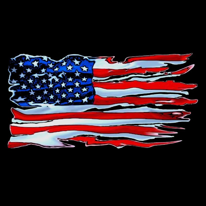 American flag ripped comic art