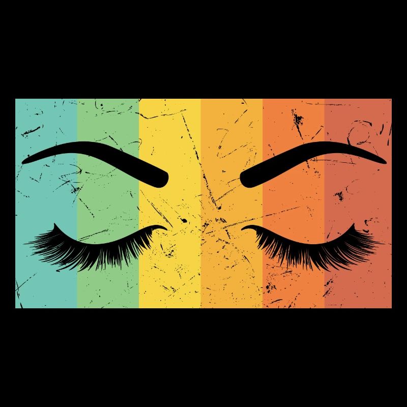 Vintage Artwork Eyelashes Distressed Make Up
