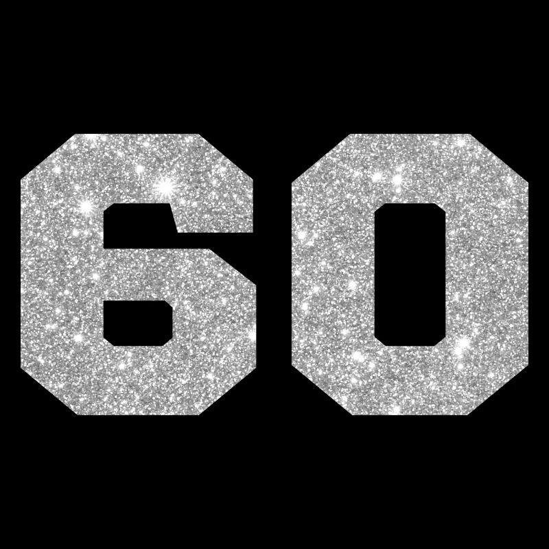 Number 60 Silver Glitter - 60th Anniversary