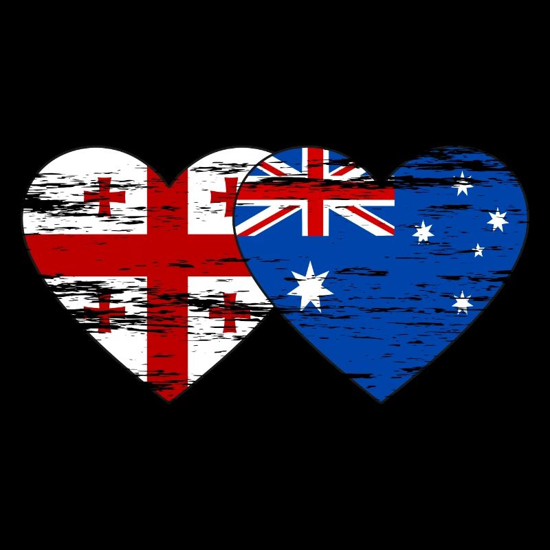 Drapeau de la Géorgie Australie Drapeau en forme de cœur utilisé