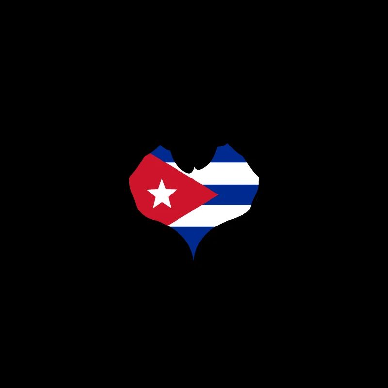 Cuba Flag Hands Heart Shape