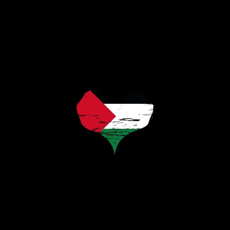 Drapeau de la Palestine en forme de coeur utilisé