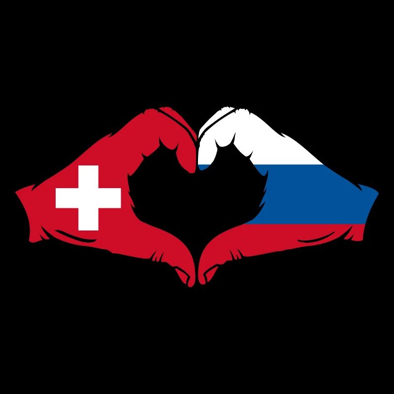 Suisse Russie Drapeau Aiguilles Forme De Coeur