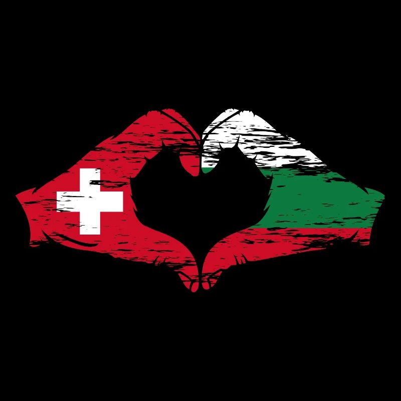 Suisse Bulgarie Drapeau Mains Coeur Forme Utilisé