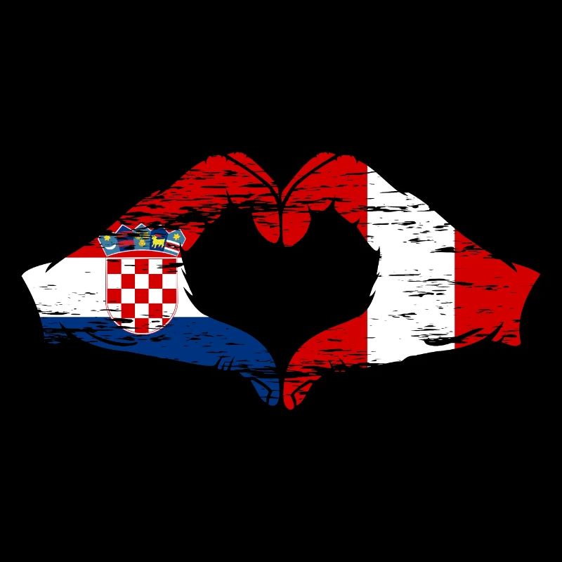 Croatie Pérou Drapeau Mains Coeur Forme Utilisé