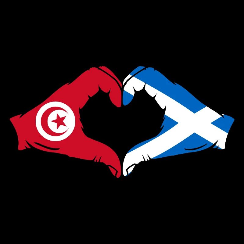 Tunisie Ecosse Drapeau Mains Forme Coeur