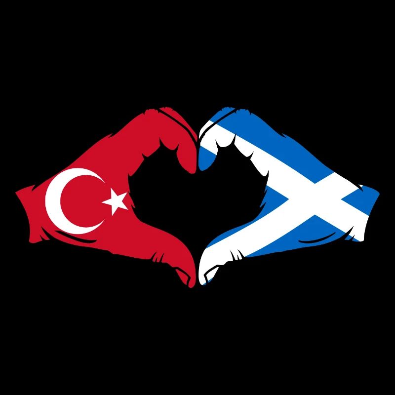 Turquie Ecosse drapeau mains forme de coeur
