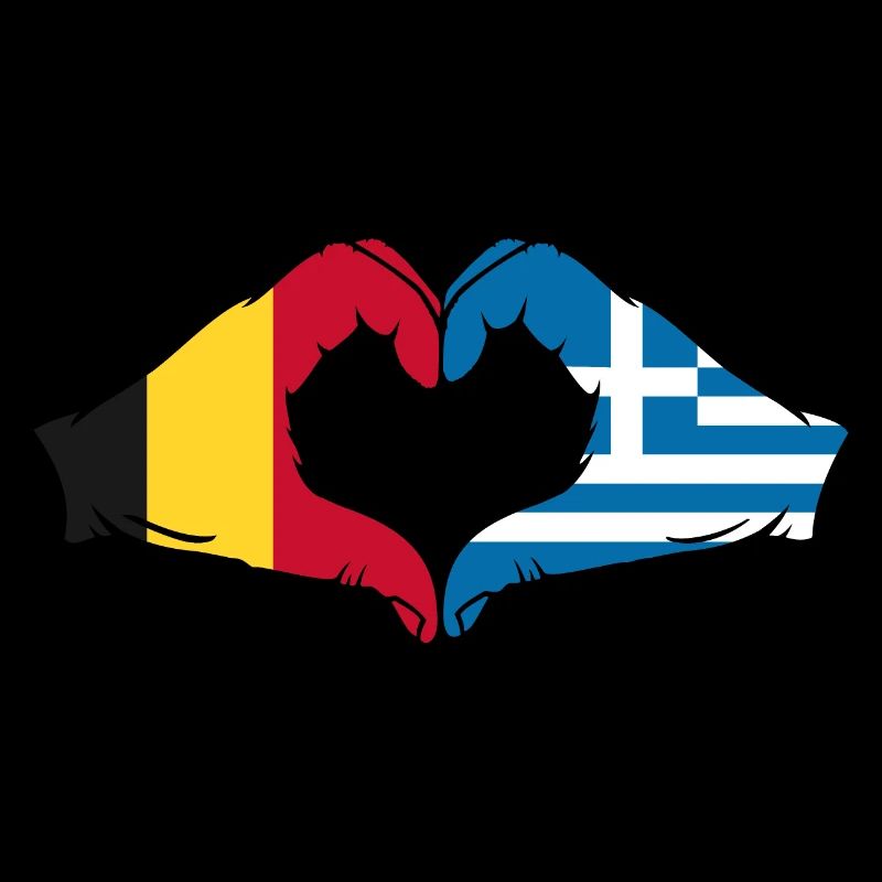 Belgium Greece Flag Hands Heart Shape