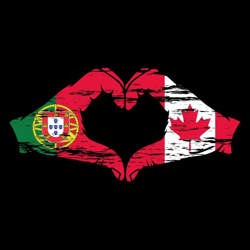 Portugal Canada Drapeau Mains Coeur Forme Utilisé