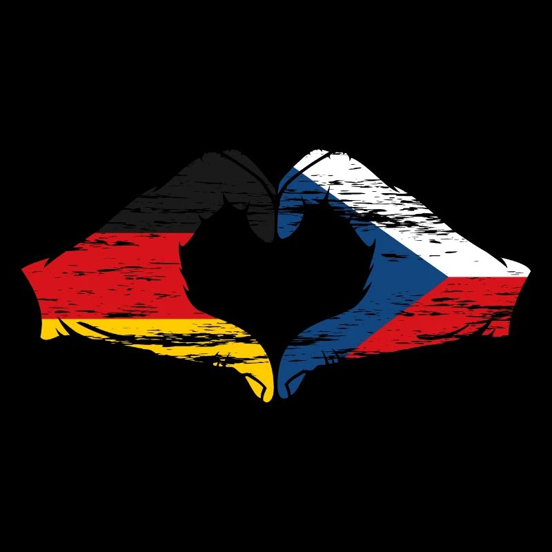 Allemagne République tchèque drapeau mains forme de coeur utilisé