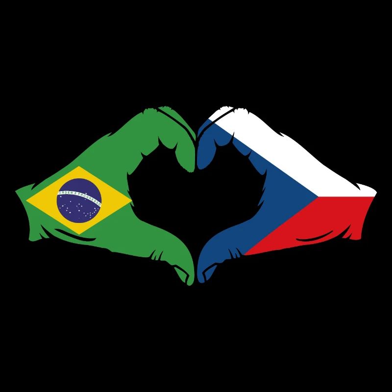 Brésil République tchèque drapeau coeur forme