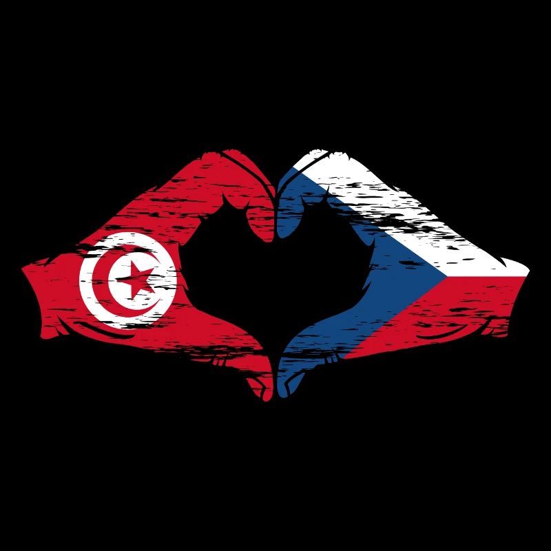 Tunisie Drapeau tchèque forme de coeur utilisé