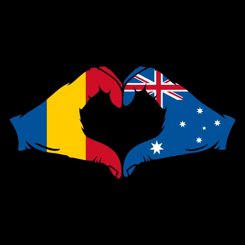 Roumanie Australie Drapeau Coeur Forme