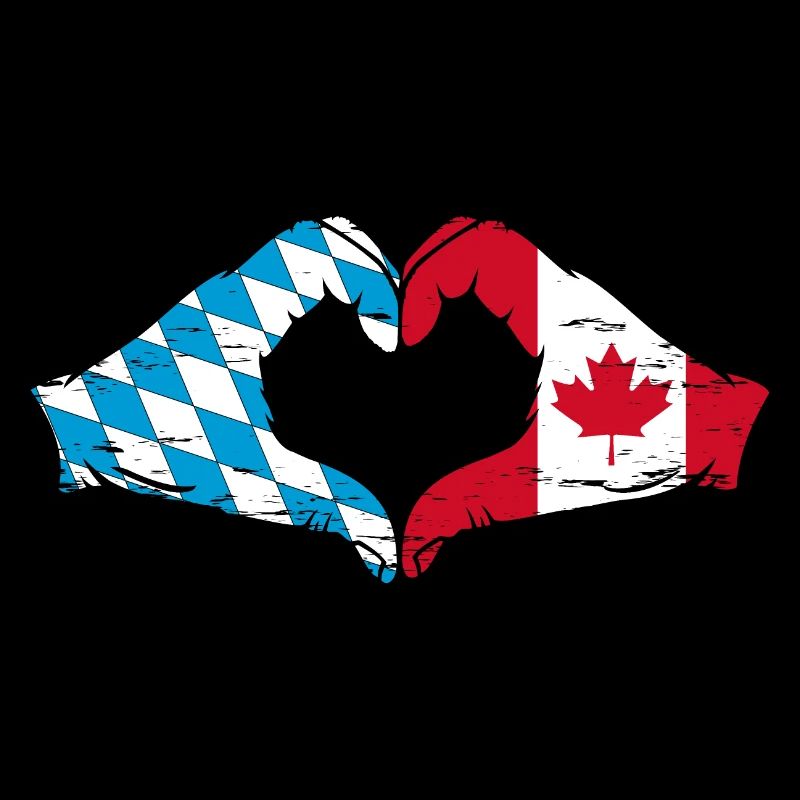 Mains du drapeau du Canada de la Bavière en forme de coeur utilisé
