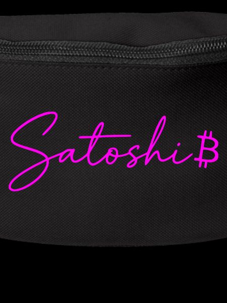 Satoshi Neon Schriftzug Bitcoin Script Pink