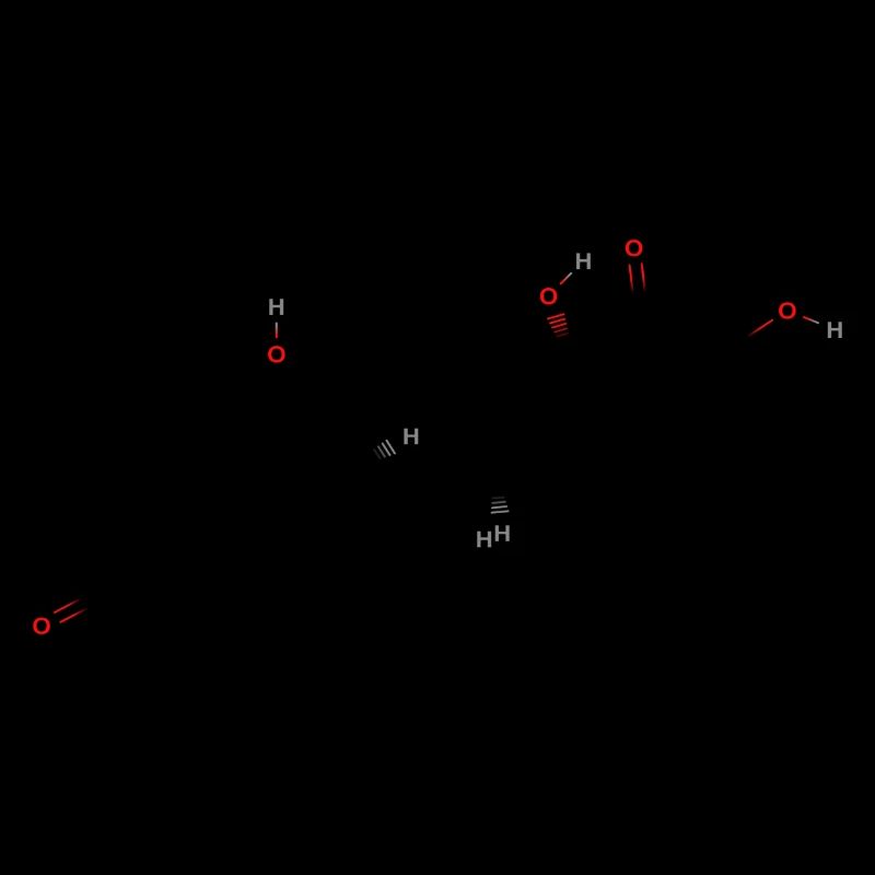 Molécule de cortisol - Formule structurale colorée