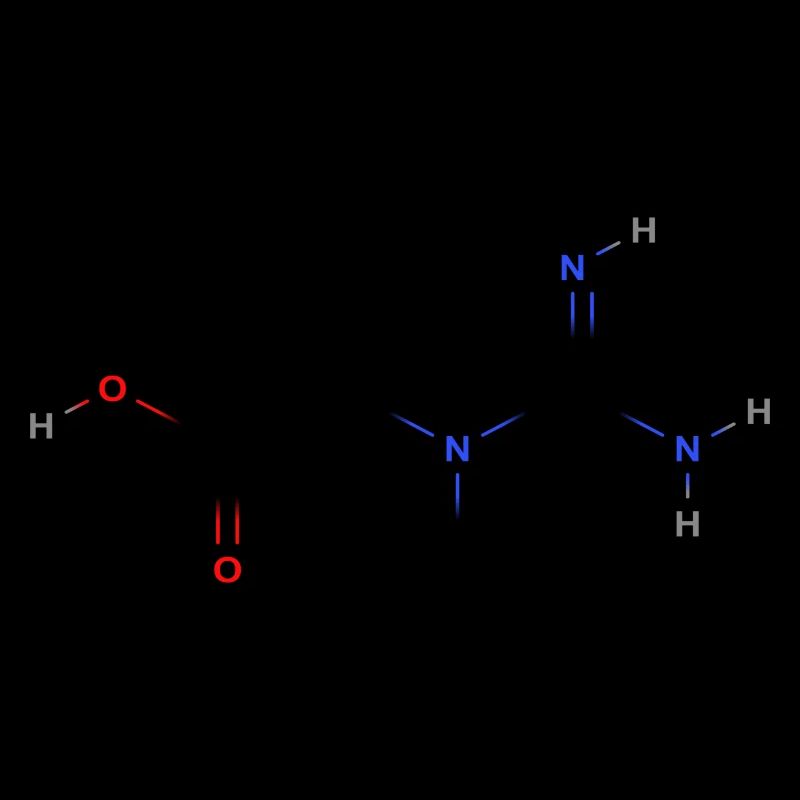Molécule de créatine - Formule structurale colorée