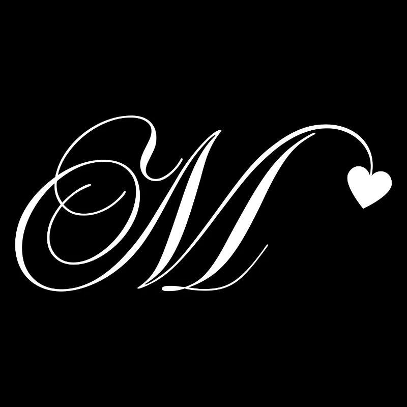 Letter m calligraphy heart