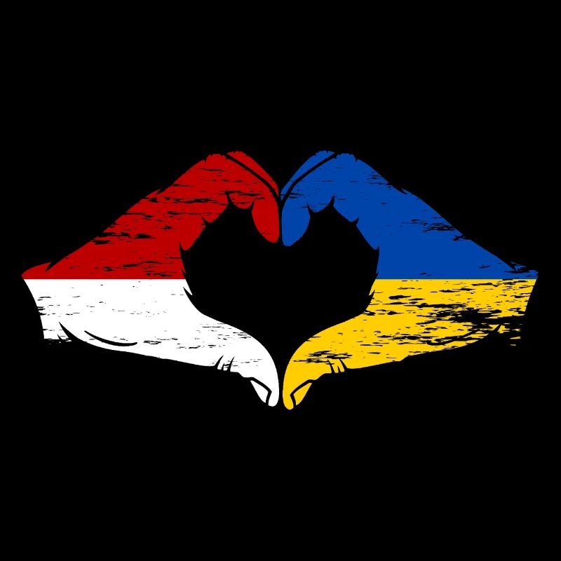 Monaco Ukraine Drapeau Forme Main Forme Coeur Utilisé