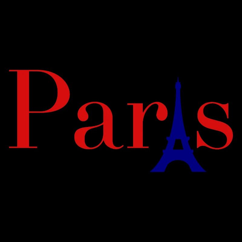 Paris Red Text with Blue Eiffel Tower
