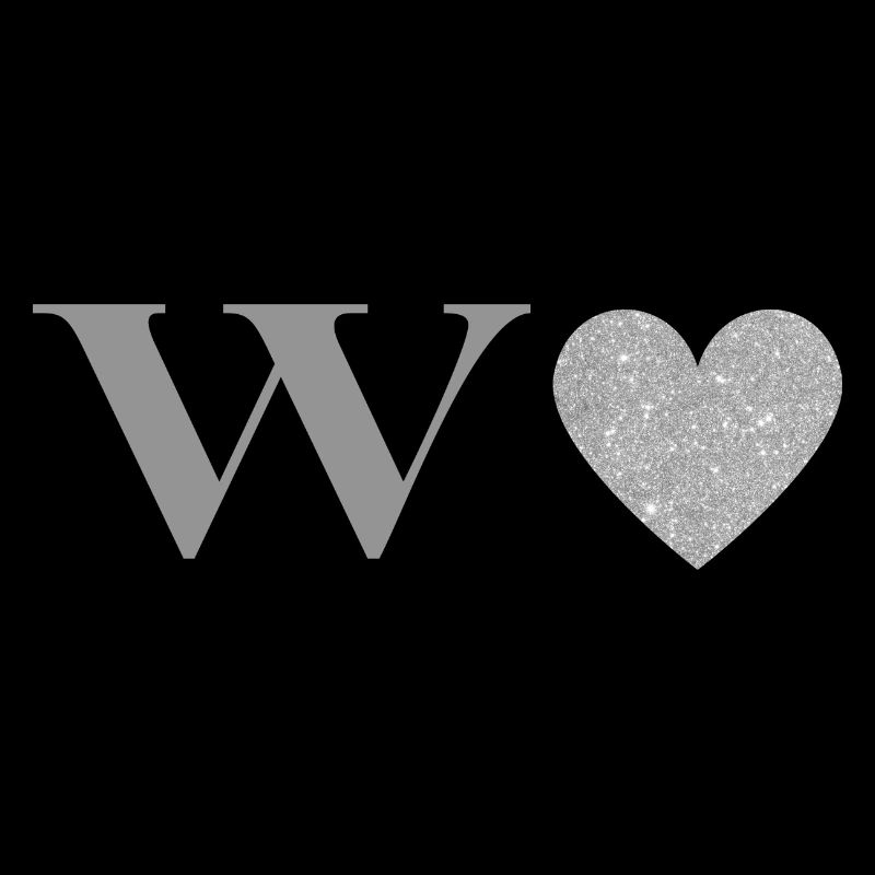 Letter w silver heart