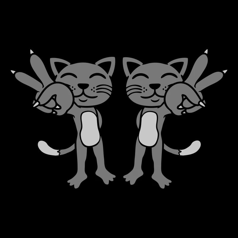 2 Chats Signe de paix