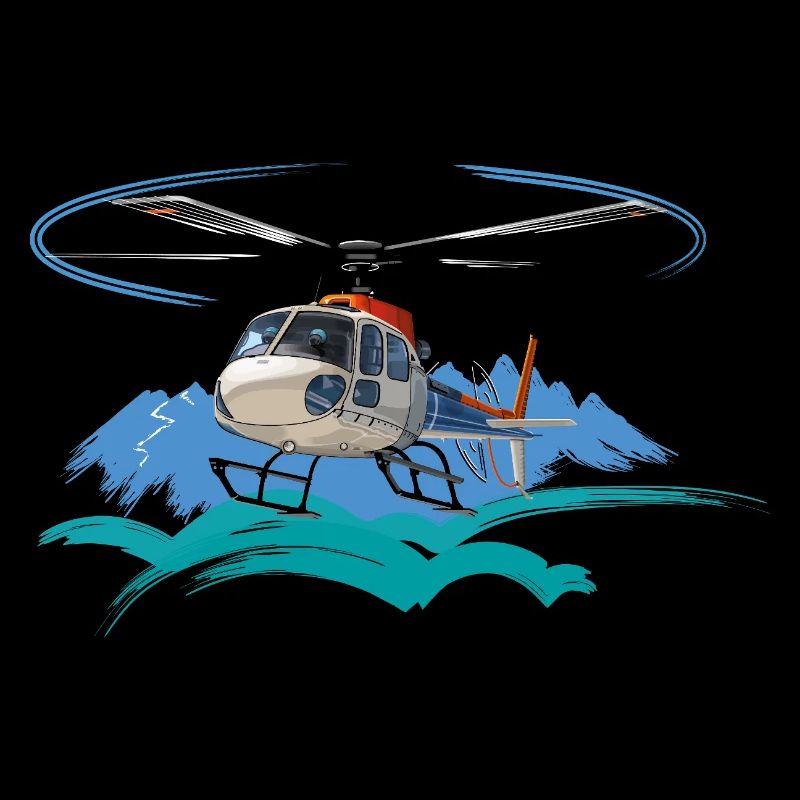Helicopter approaching the mountains