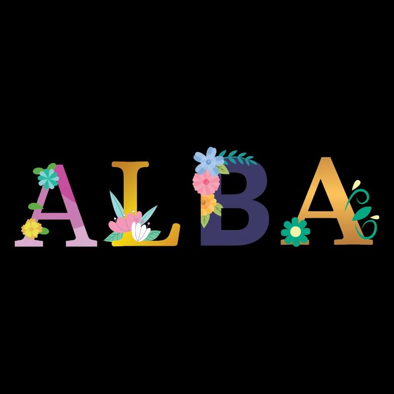 Nom de l’ALBA décoré de fleurs