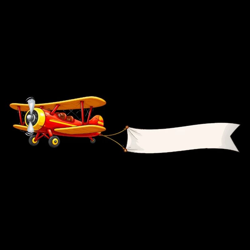 Biplan Motif de bannière d’avion rétro