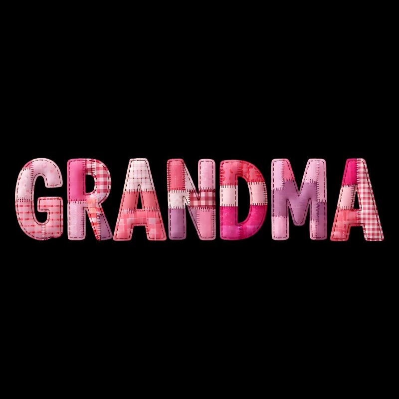 Grandmother Pink Plaid Letters Patchwork