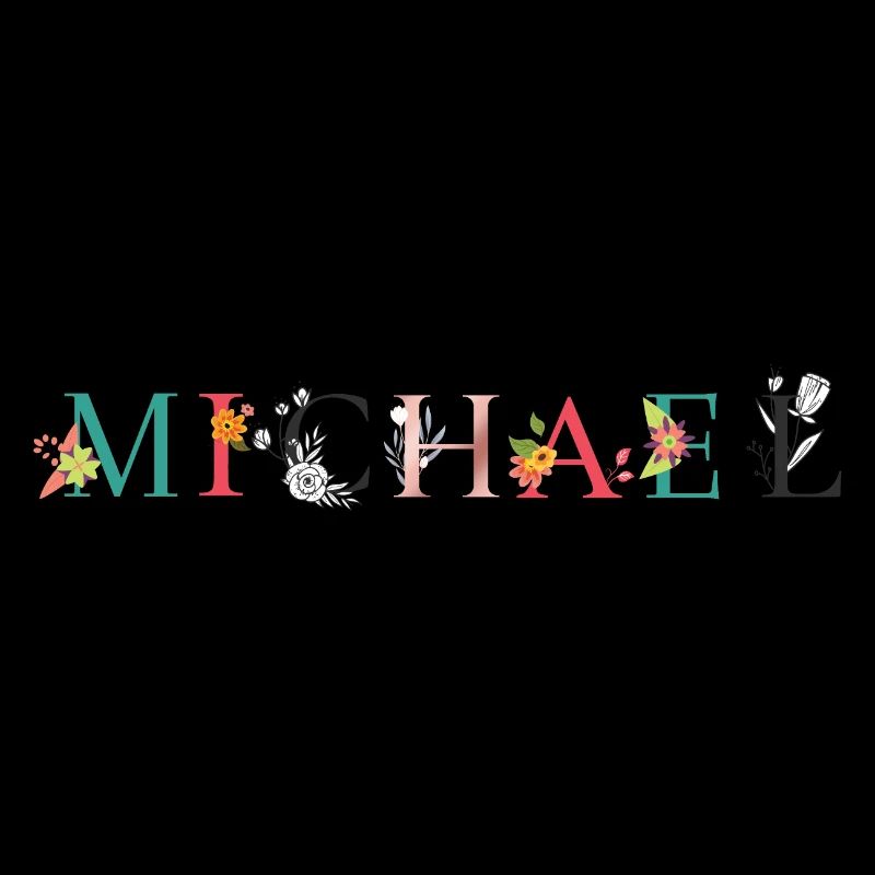 MICHAEL Name Art With Flowers Embroidered