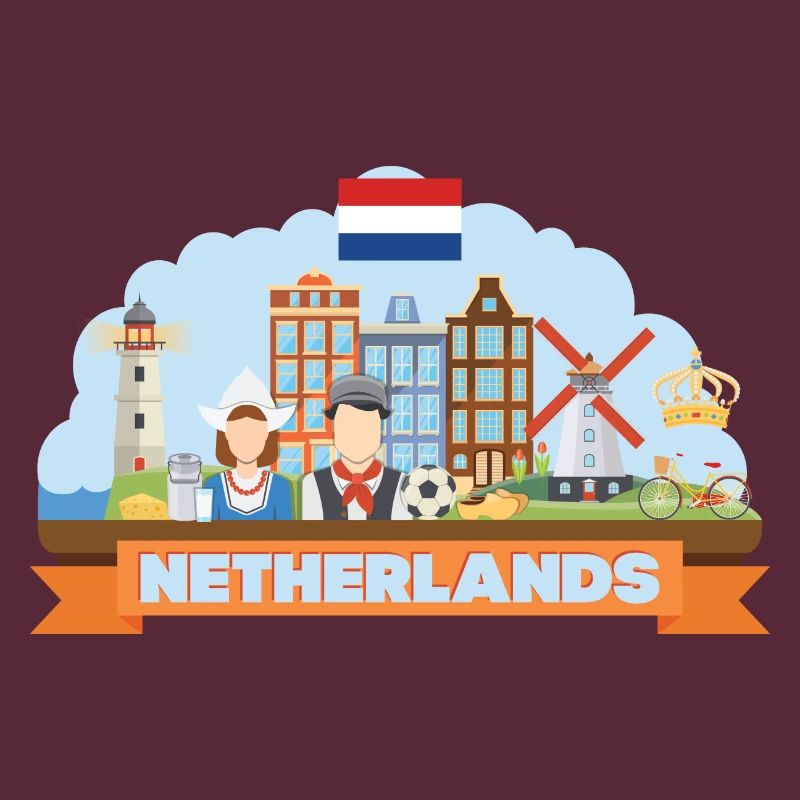 Netherlands travel flat composition
