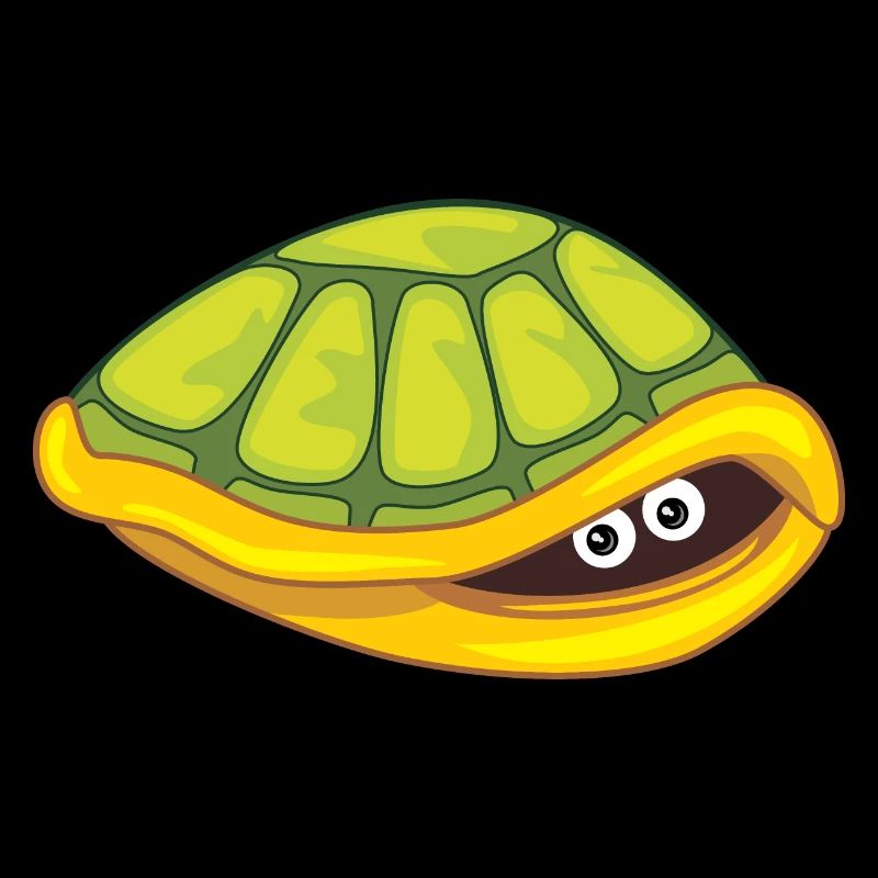 Funny scared turtle hide