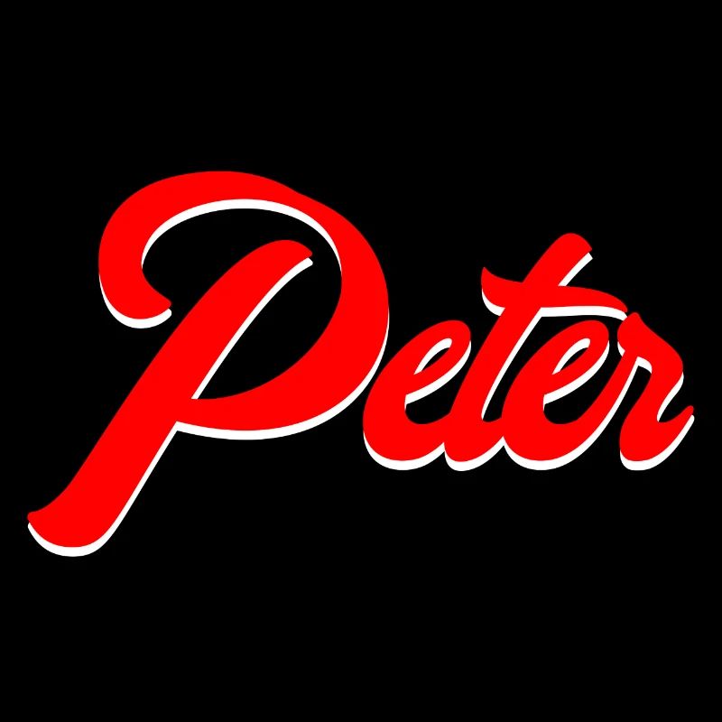 Vintage Red Script Name Peter Design