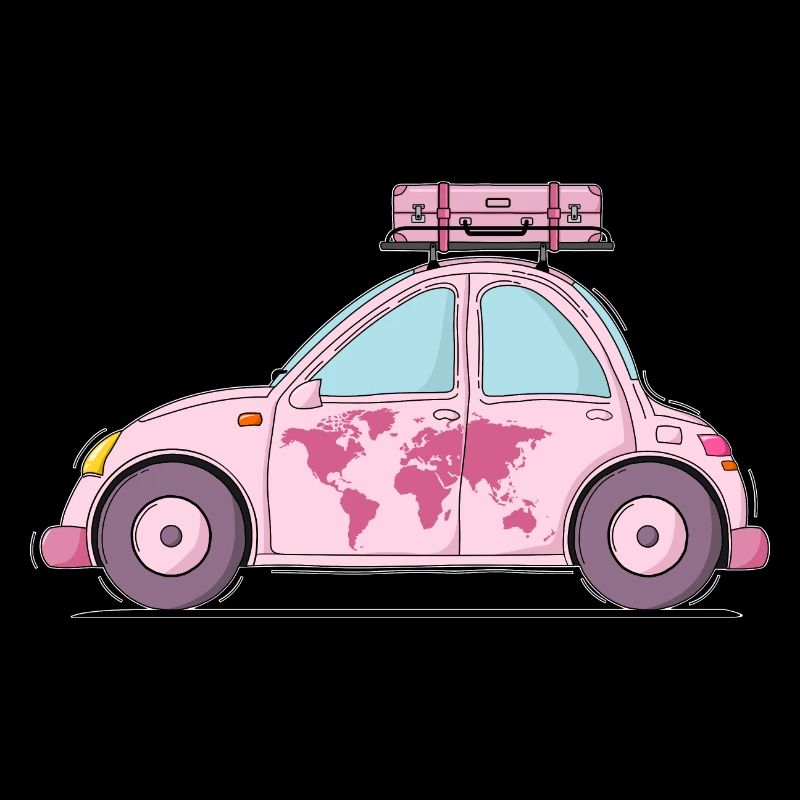 Auto mit Koffer Herz Rosa