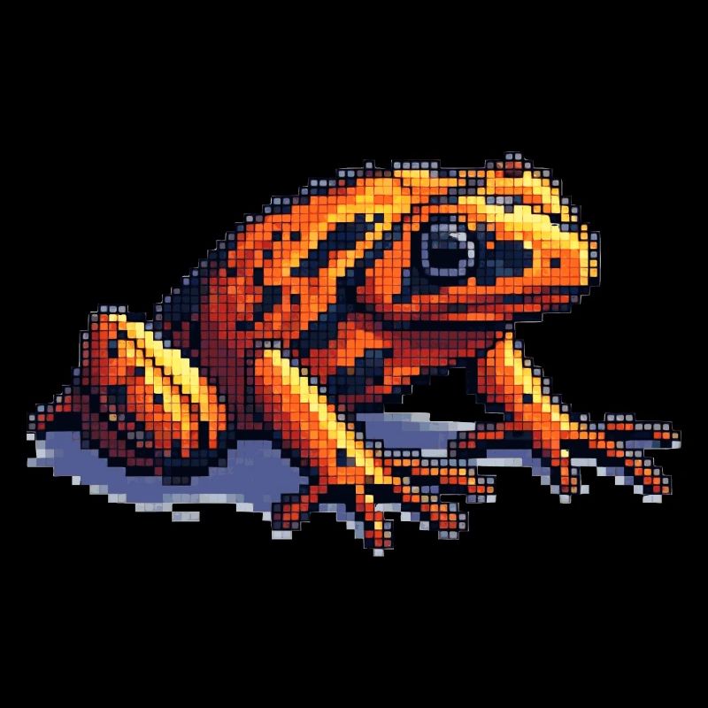 Poison dart frog in cool retro pixel graphics