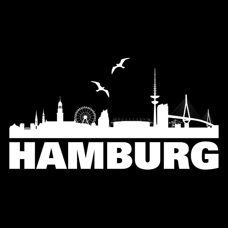 Hamburg Skyline Silhouette Design