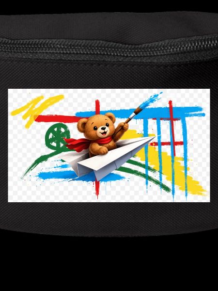 Teddy bear flying paper airplane