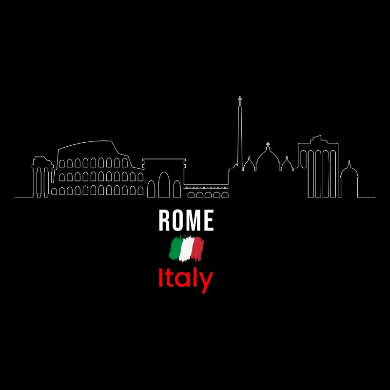 Dessin au trait d’horizon de Rome Drapeau de l’Italie