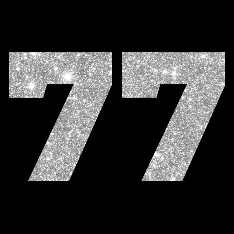 Number 77 Silver Glitter - 77th Anniversary