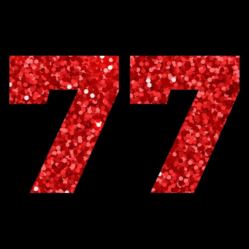 Number 77 Red Glitter - 77th Anniversary