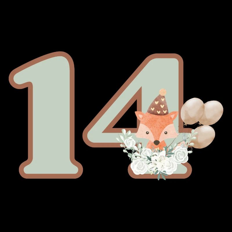 14th Birthday Fox Flowers