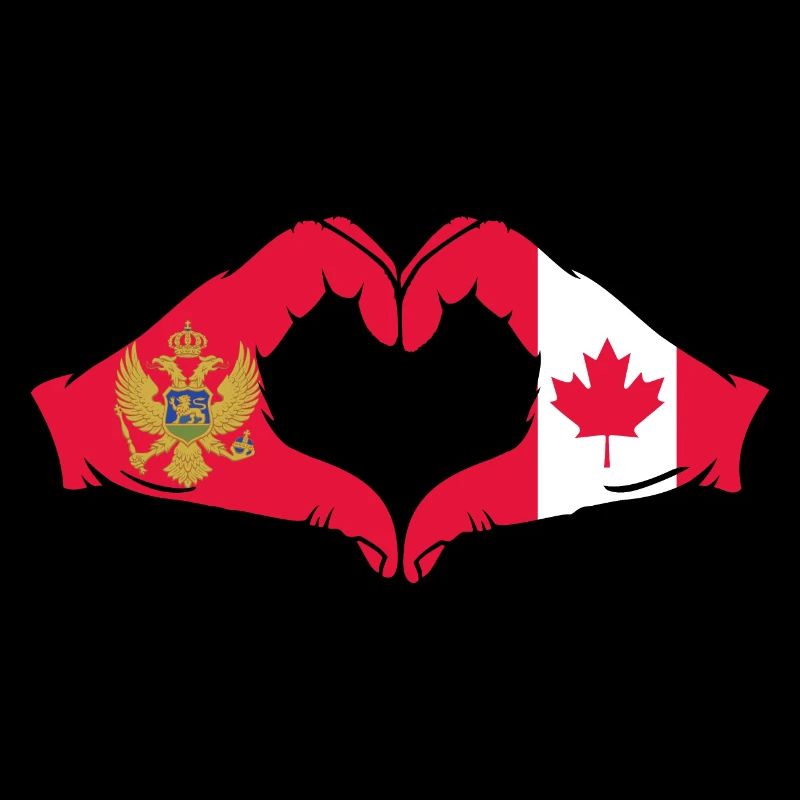 Montenegro Canada Flag Hands Heart Shape