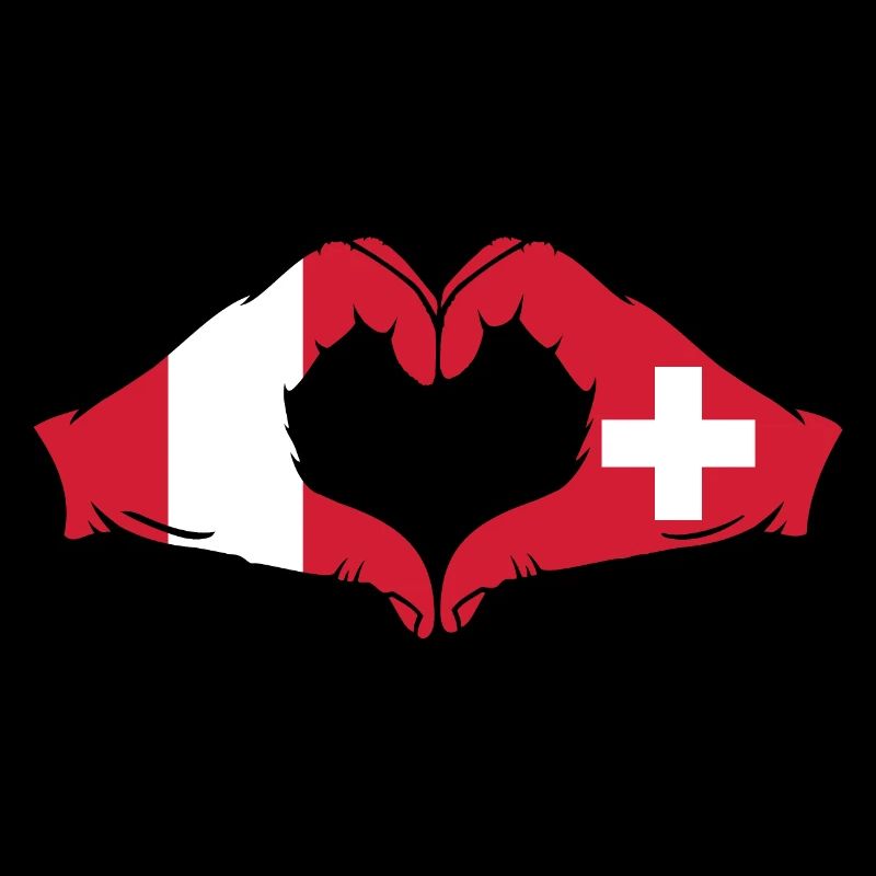 Pérou Suisse Drapeau Mains Coeur Forme