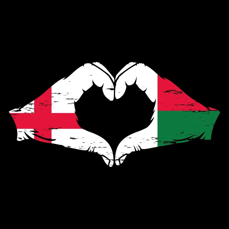 Angleterre Madagascar drapeau mains forme de coeur utilisé