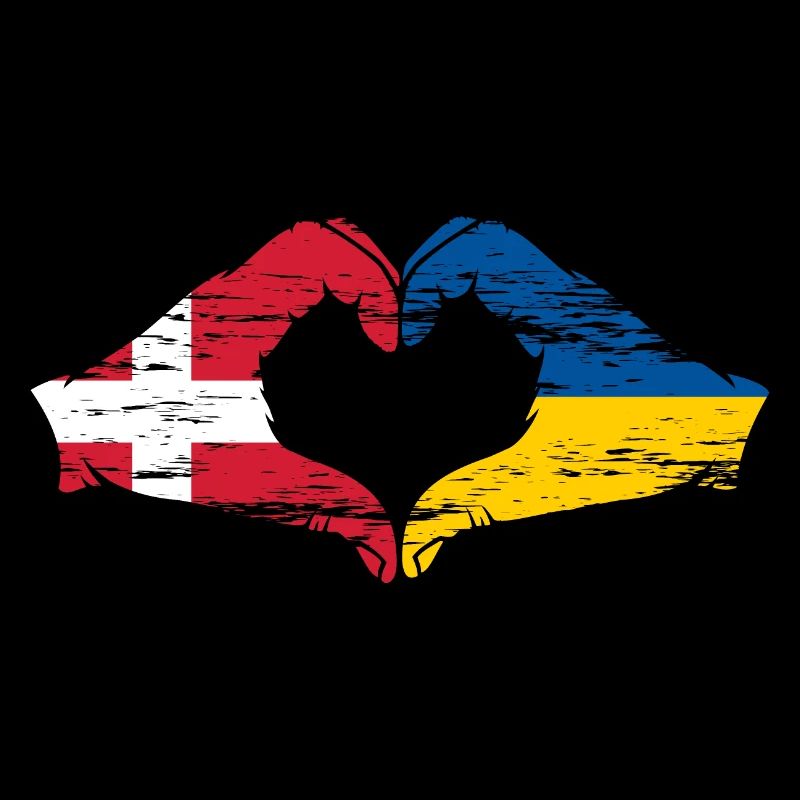 Danemark, Ukraine, drapeau, forme de coeur utilisé