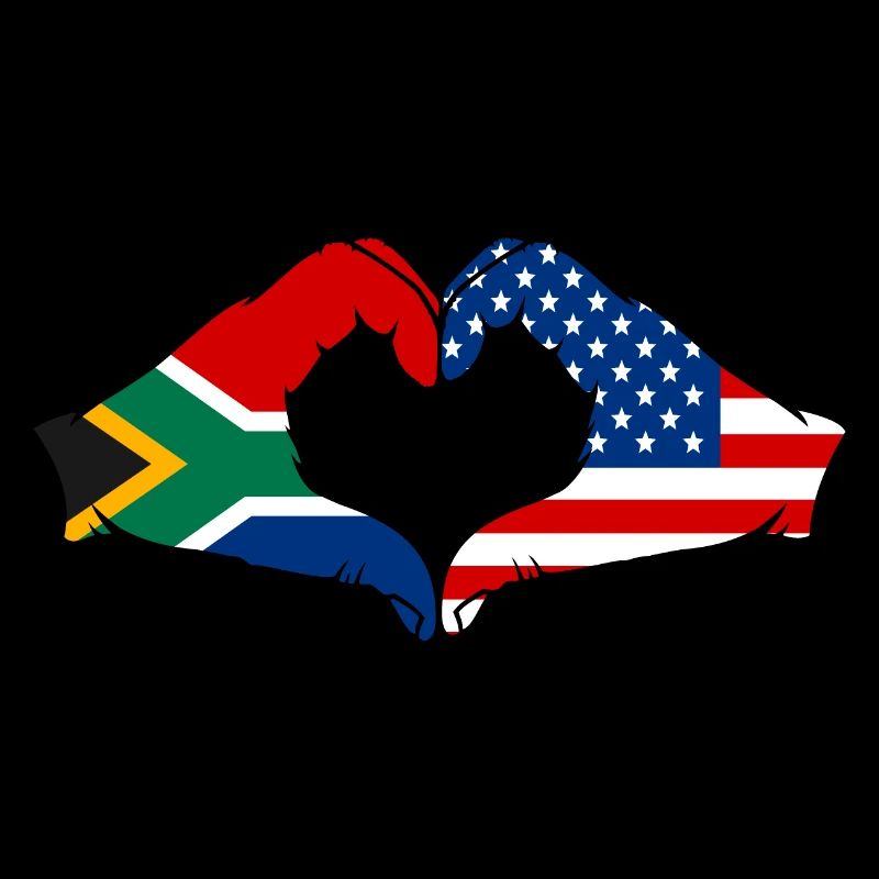 Afrique du Sud États-Unis drapeau mains forme de coeur