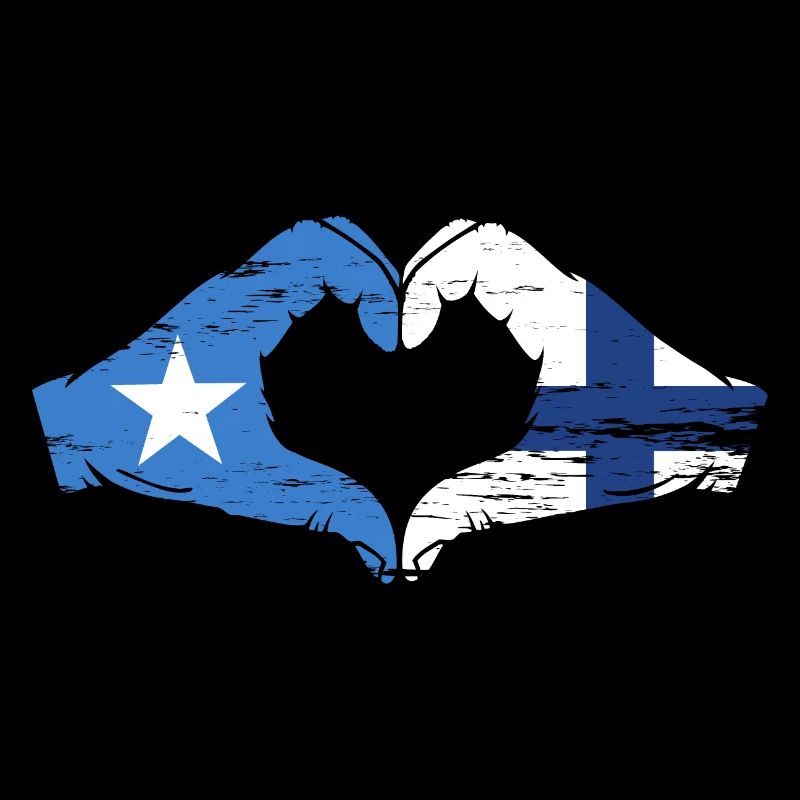 Somalia Finland flag hands heart shape used