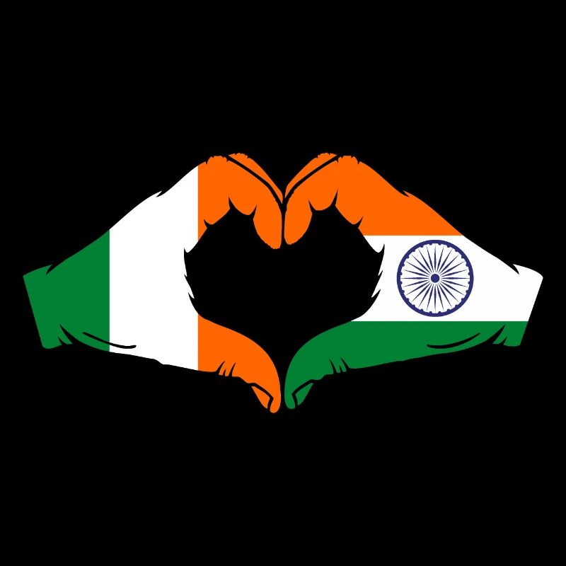 Irlande Inde Drapeau Mains Coeur Forme