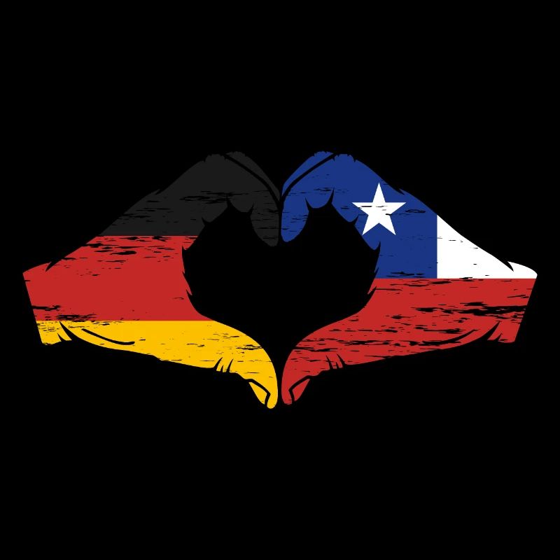 Allemagne Chili Drapeau Mains Coeur Forme Utilisé